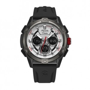 Alexandre Christie AC 9503 Grey White Dial Black Rubber MHREPSL